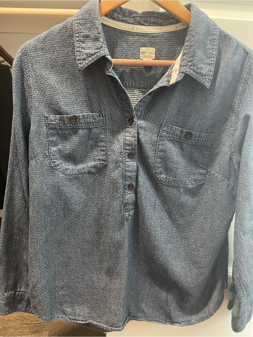 Women Blue Casual Button-Front Shirt Denim Toms